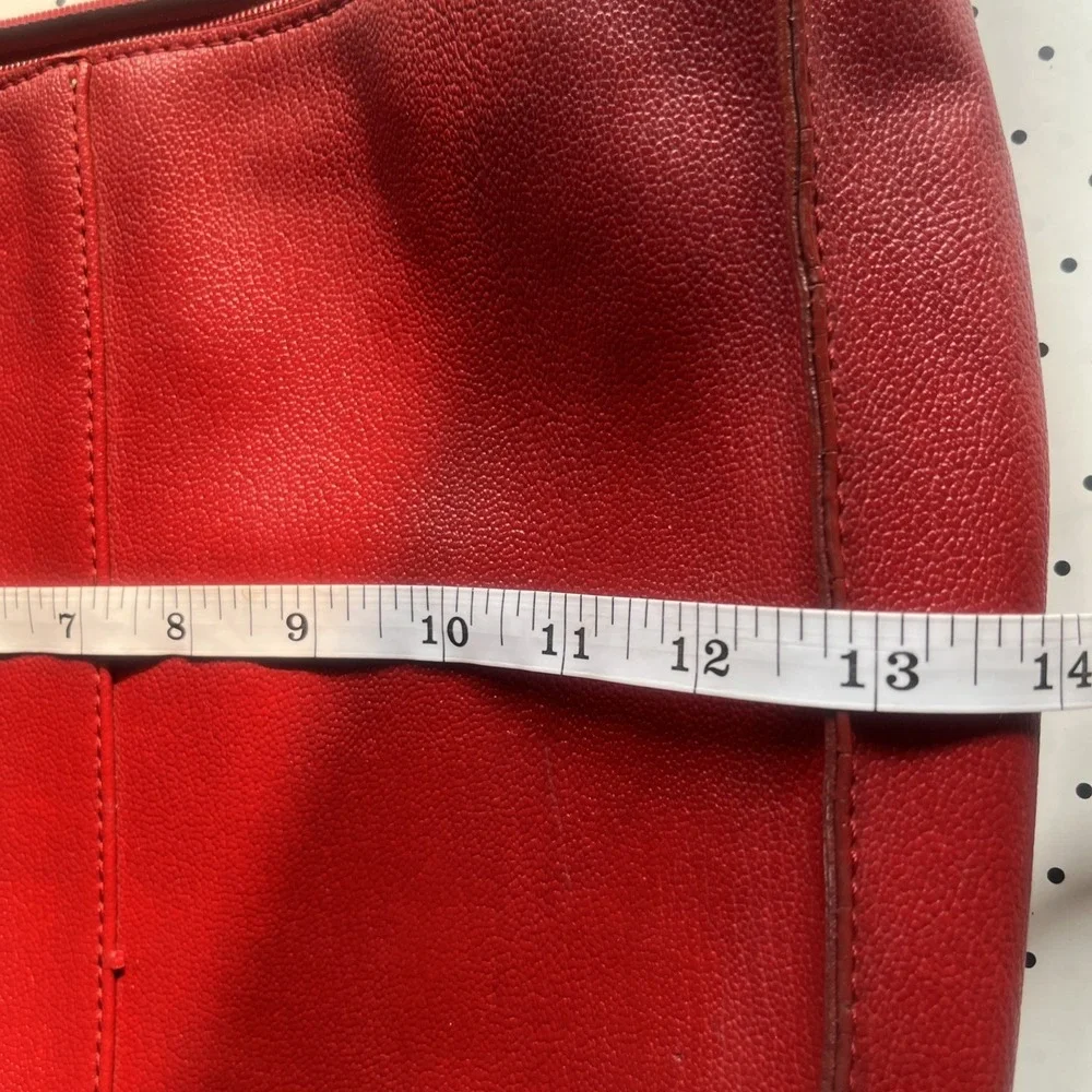 Vintage 90s Cherry Red Leather Hobo Shoulder Bag Minimalist Purse